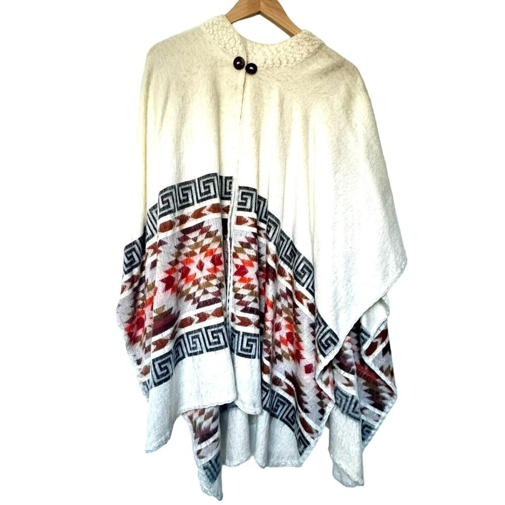 SUPER SOFT ALPACA Hair Wool Oversized Boho Poncho Pullover Ecuador Aztec Tribal